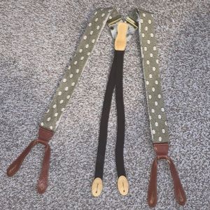 Pea green polka dot X-back braces (suspenders)